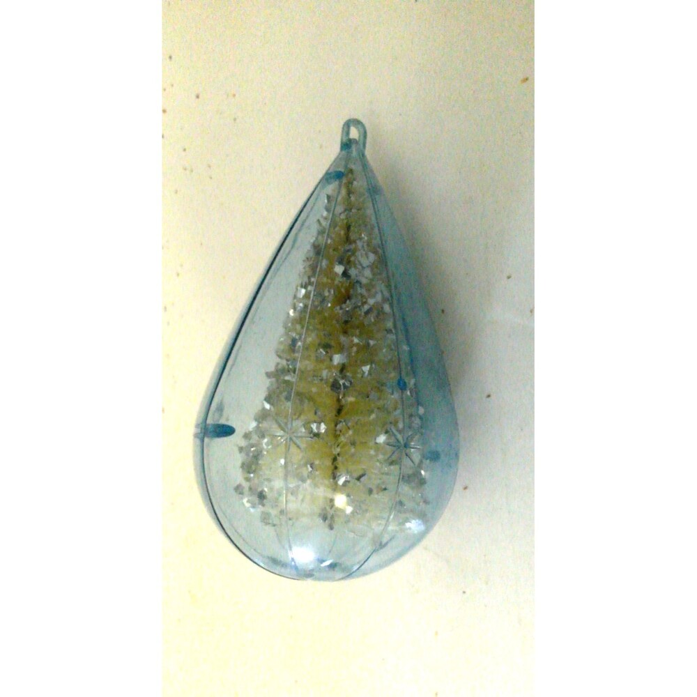 Jewelbrite Teardrop Christmas Tree  Diorama 1960s White Tree Blue Teardrop